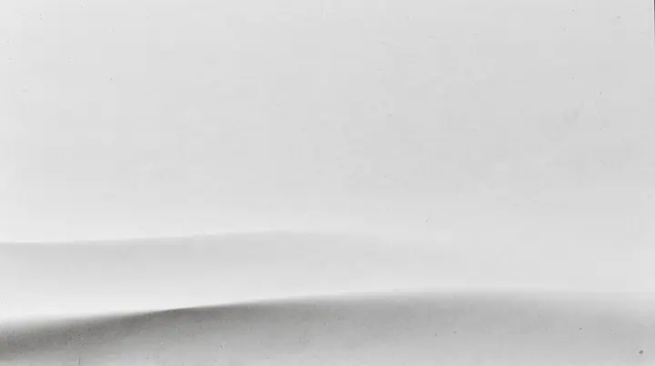 an empty sheet of grey xerox paper photographed flat, toner grain and faint scanner streaks, a hairline crop mark and a registration target near one corner, a soft fold across the lower third, a large calm field for…