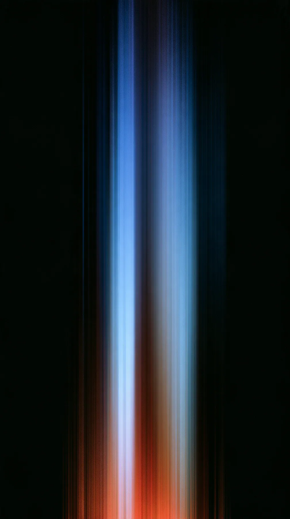 a photograph smeared vertically into long streaks of colour like dragged pixels, deep blues and reds on black, no text, no letters, no logos