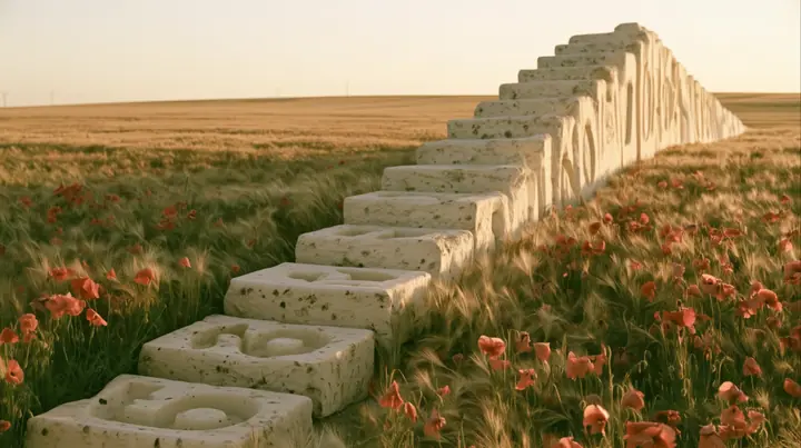Make this the same photograph with nobody in it: remove the woman and continue the scene behind her where she stood. Keep everything else exactly: the long stair of carved white stone blocks running down through the…